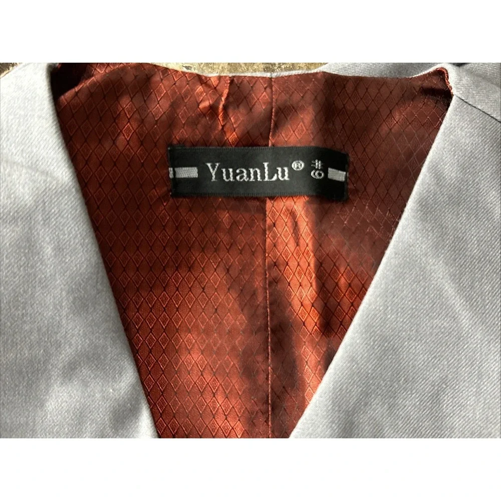 Yuan Lu Boy's Tuxedo Shirt & Tie #9 White Trousers and Waistcoat Vest Gray Set 4